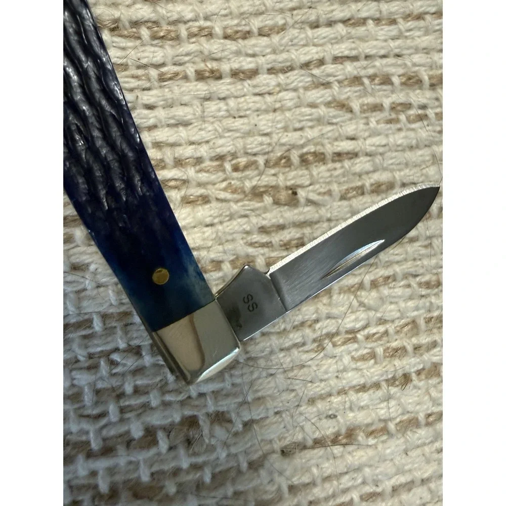 2024 Case XX USA 7 Dot Limited Blue Corn Cob Bone 3 Blade Knife 6344 SS MINT H2